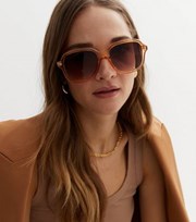 New Look Mink Clear Square Sunglasses